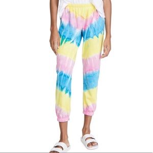 Spiritual Gangster Pastel Tie-Dye Joggers in Yellow, Blue & Pink